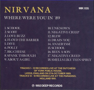 Where Were You In '89? Back Cover