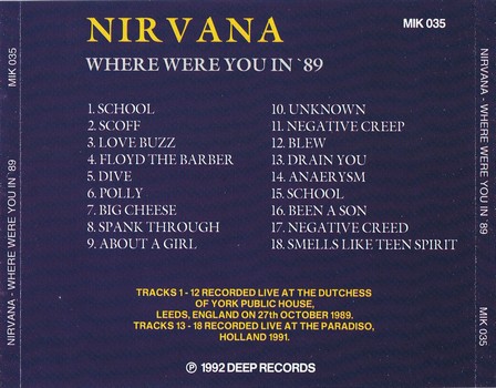 Where Were You In '89? Back of Inlay