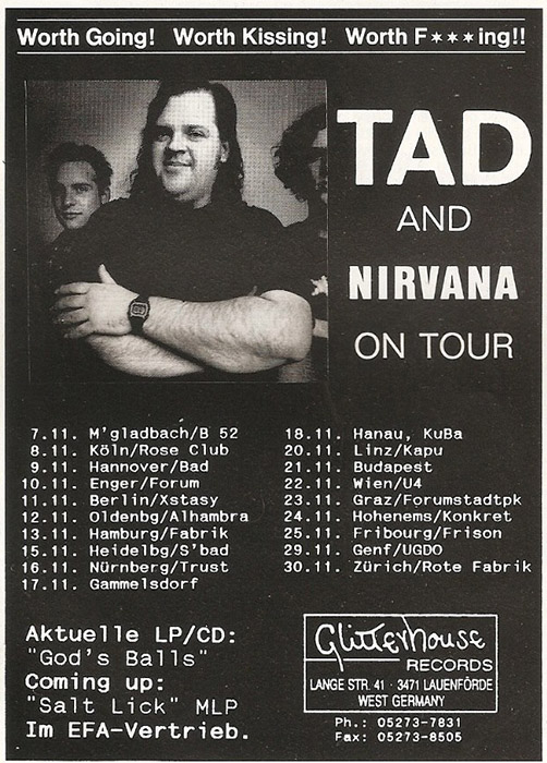 Nirvana's tour itinerary